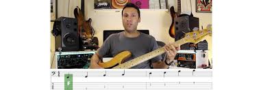 Labelled diagram of music notation: Reading Music On The Bass Note Names Locations