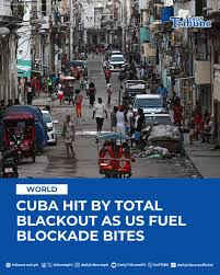 A power outage struck the entire island of #Cuba on Monday, the state-owned  electric company said, the latest blackout as the #UnitedStates pursues its  oil blockade against the island's communist government. Click
