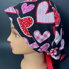 Surgical/scrub Cap DESIGNER COLLECTION Valentines Floral ships Within 24  Hrs
