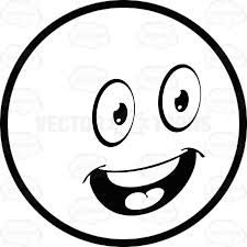 Upbeat Large Eyed Black And White Smiley Face Emoticon With Open Mouth Smiley Face Smiley Black And White