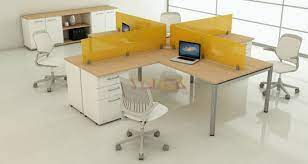 The four desks can be pushed together to create one large working space measuring 60 inches deep, 120 inches long, and 40 inches high. China 4 Person Office Desk Furniture For Multiple Workstations China Office Furniture For Multiple Workstations Tall Workstation Desk