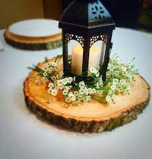We design and fabricate bespoke solid wood surfaces including conference and dining tables. These Wood Centerpieces Are Perfect For Rustic Wedding Decor At Any Rustic Wedding Or Shower My Blog Rustikale Hochzeitsdekorationen Tischdekoration Hochzeit Rustikale Hochzeits Deko