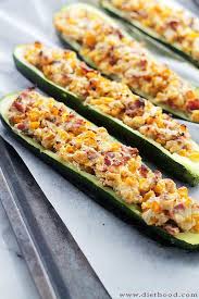 Discard the flesh from the zucchinis or set it aside to use in a keto soup recipe later. Cheesy Bacon And Corn Stuffed Zucchini Recipe Diethood