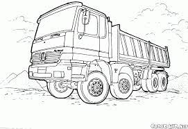 Semi truck connect the dots puzzle. Coloring Page Tipper Mercedes Benz