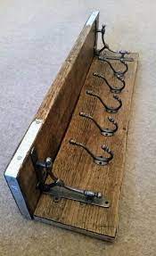 Industrial Style Coat Hook Shelf Unit Reclaimed Coat Rack In 2021 Wall Coat Hanger Recycled Furniture Steampunk Furniture