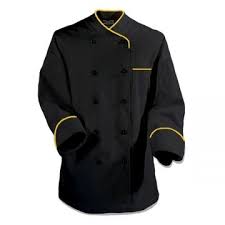 New Style Black Chef Coat Gold Piping One Uniforms Store Chaquetas Ropa