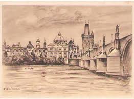 Magnetka praha karlův most čb množství. Praha Kreslene R Reimesch Karluv Most Aukro
