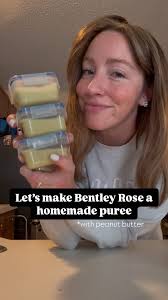 Homemade puree for Bentley Rose🌹, This girl LOVES food. Probably why she’s  in the 97th percentile for her height and weight😂, INGREDIENTS:, 5 oz  breast milk (or formula- fed is best mama!), 1 banana, ...