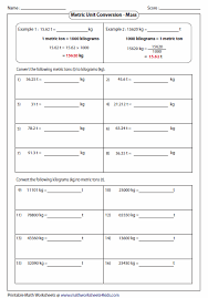 Metric Unit Conversion Worksheets