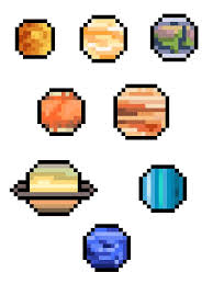 Pixel Planets Set Of 8 Sticker By Chelsea Saunders In 2020 Pixel Art Design Pixel Art Templates Pixel Art