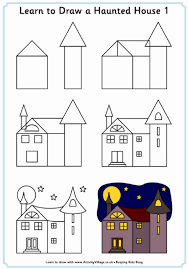 Then, add in rectangles for the door and windows. Halloween Drawing Ideas Cool Halloween Crafts And Activities