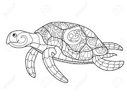 The smiling turtle looks fun and it seems as if he is planning for some mischief. Sea Turtle Antistress Coloring Page Swimming Sea Turtle Royalty Free Cliparts Vectors And Stock Illustration Image 146471367