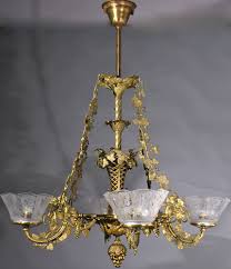 Antique spanish revival semi flush five light chandelier, bronze … Genuine Antique Lighting 4 Light Rococo Revival Chandelier