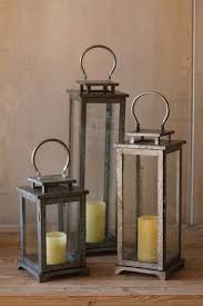 Kalalou Large Metal Lantern Metal Lanterns Outdoor Candle Lanterns Metal Candle Lanterns