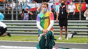 Sebastian vettel in the aston martin paddock at imola. Sebastian Vettel Says He Do It Again After Stewards Summoning Regarding Same Love Anthem T Shirt Eurosport