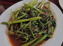 Kangkung belacan/stir fried water spinach with shrimp paste is a popular vegetable dish. Kangkung Belacan Picture Of Bakoel Desa Jakarta Tripadvisor