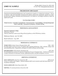 Phlebotomist Resume No Experience Job Resume Samples Resume No Experience Sample Resume Templates