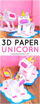 3d construction paper unicorn craft printable template easy peasy and fun