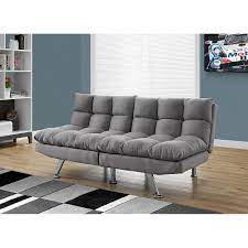 Can a chaise be used as a futon? Monarch Specialties Futon Split Back Click Clack Light Grey Micro Suede The Home Depot Canada