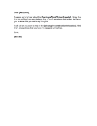 After A Fire Flood Earthquake Or Tornado Use This Natural Disaster Condolence Letter To Offer Sympathy Condolence Letter Natural Disasters Sympathy Letter