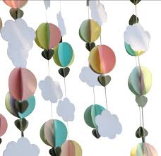 All you need is colorful tissue paper, poster board, scissors, packing tape + push pins to make a festive fringe photo booth backdrop for your cinco de mayo party. Buy Mybbshower Pastel 3d Clouds Hot Air Balloons Garland Birthday Party Home Nursery Room Decorations Up Up And Away Photo Prop 5 Pcs Online In Indonesia B01ggik6us