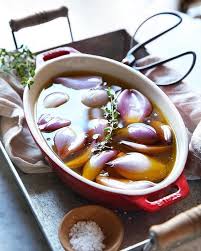 Here Are Confit Shallots With Garlic Thyme Kosher Salt Black Pepper And Lots Of Olive Oil I Prefer To Traegergrills Slow Stuffed Peppers Cooking Culinary