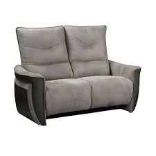 La mousse hr et la fibre dacron. Canape 2p Relax Electrique Cuir Tissu Gris Zealand Univers Du Salon