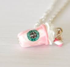 Starbucks Necklace Polymer Clay Strawberry Vanila Milkshake Kawaii Miniature On Etsy 15 00 Food Jewelry Polymer Clay Charms Clay Jewelry