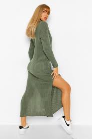 Hooded Rib Knit Midi Dress Boohoo Sweater Dress Midi Green Midi Dress Knit Midi Dress