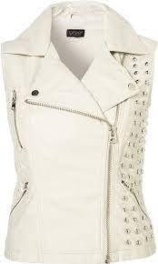 Topshop White Sleeveless Studded Pu Biker Jacket Fashion My Style Style