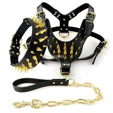 Leather Dog Harness Rivets Collar And Leash Set Studded Leather Dog Collar Studded Dog Collar Dog Harness
