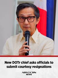 Sources earlier told ABS-CBN News that newly installed Transportation  Secretary Vince Dizon will appoint several officials from the time of  former DOTr chief Arthur Tugade to reclaim their roles or related ones.