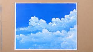 how to paint simple clouds in acrylic with seat cushion foam painting cloud painting my drawings
