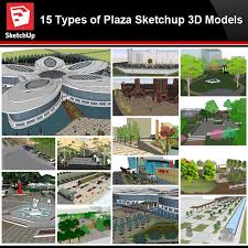 Sketchup Architecture 3d Projects 15 Types Of Plaza Landscape Sketchup 3d Models V1 Download Autocad Blocks Drawings Details 3d Psd 3d Design Software Architecture 3d Model
