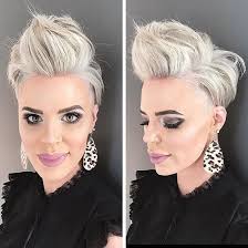 All Sizes Modern Platinum Blonde Undercut With Brushed Up Pompadour Fringe And Messy Texture Short Platinum Blonde Hair Short Hair Haircuts Short Hair Styles