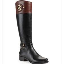 Michael Kors Black And Brown Boots Michael Kors Black Brown Riding Boots Riding Boots Leather Riding Boots Handbags Michael Kors