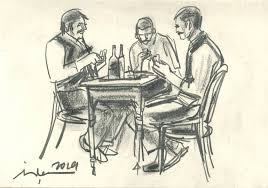 Teknik melukis itu bukan plakat & watercolor, pelajari teknik melukis yang sesungguhnya disini: Card Players Drawing By Ahmet Sinasi Isler Saatchi Art
