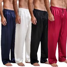 details about men satin silk pajamas nightwear long pants lounge pant summer sleepwear pyjamas