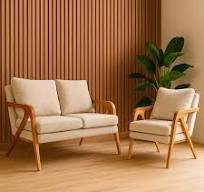 Conjunto Namoradeira 2 Poltronas Mona Luxo Decorativa Bege
