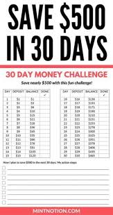 Save 500 In 30 Days With This Simple Money Challenge Chart