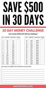 save 500 in 30 days with this simple money challenge chart