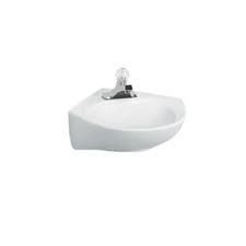 white corner bathroom pedestal sink