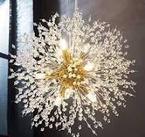 Modern Firework Gold Crystal Chandeliers,Sputnik Dandelion Chandelier Light  Fixture Pendant Lighting for Dining Room,Living ...