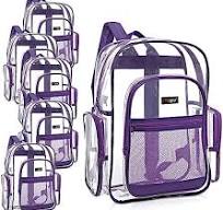 MGgear Pacote com 20 mochilas transparentes com costura roxa ...