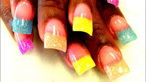 Acrylics should be removed by soaking each nail in acetone until the acrylic is soft enough to remove gently, says. How To Multi Color Acrylic Nails Youtube
