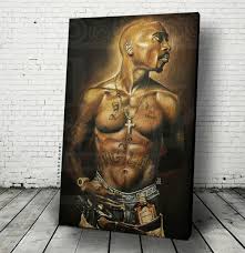 Tupac Shakur 2PAC Canvas wall art thuglife Cip Rip Marathon Ermias Nip  Poster