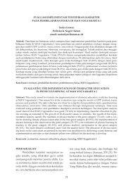 Kaji dan jelaskan bagaimana implikasi bagi guru sd dalam mengembangkan aspek aspek psikologi jawaban. Pdf Evaluasi Implementasi Pendidikan Karakter Pada Pembelajaran Fisika Di Man Yogyakarta I