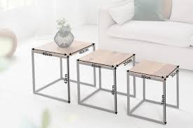 Design Beistelltisch 3er Set Elements 40cm Sheesham Metallgestell Schwarz Riess Ambiente De Design Beistelltisch Wohnzimmertische Tisch