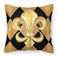 Fleur de lis accents are originally from the french countryside. Black And Gold Fleur De Lis New Orleans Fabric Decorative Pillow Walmart Com Walmart Com