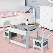Explore our range of childrens table and chairs with a variety of materials, sizes and colors. Kids Table Chairs Set With Storage Boxes Blackboard Whiteboard Drawing White